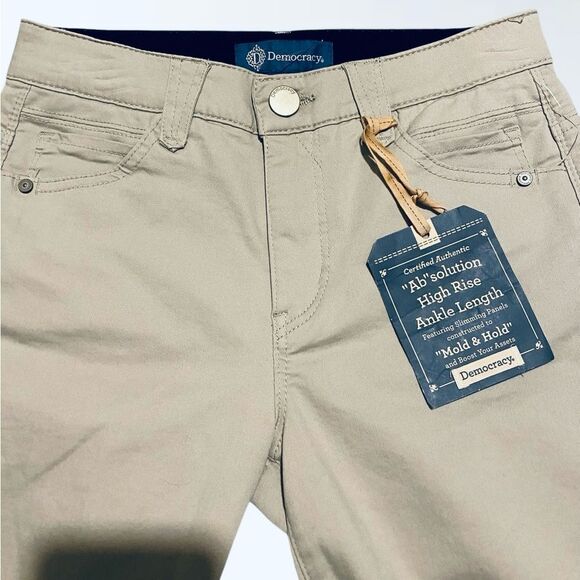 New Democracy Ab Solution ankle length high rise khaki pants NWT size 0 - Picture 5 of 9